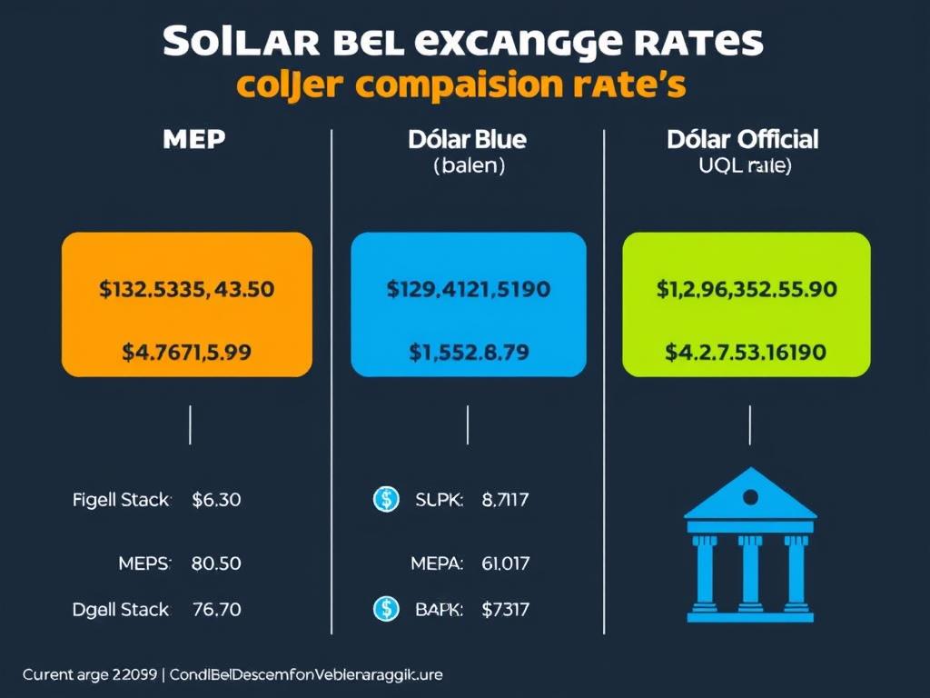 comparacion visual entre dolar MEP dolar blue y dolar oficial en argentina