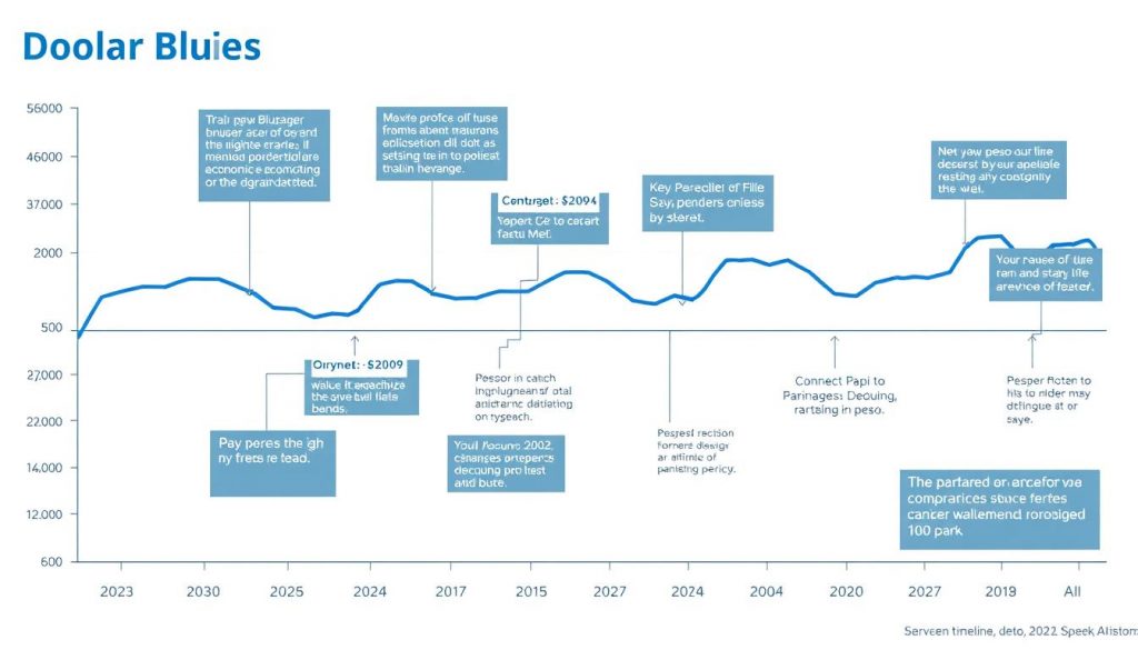 grafico de tendencias de dolar blue mostrando eventos clave que afectaron su contizacion entre 2023 y 2025