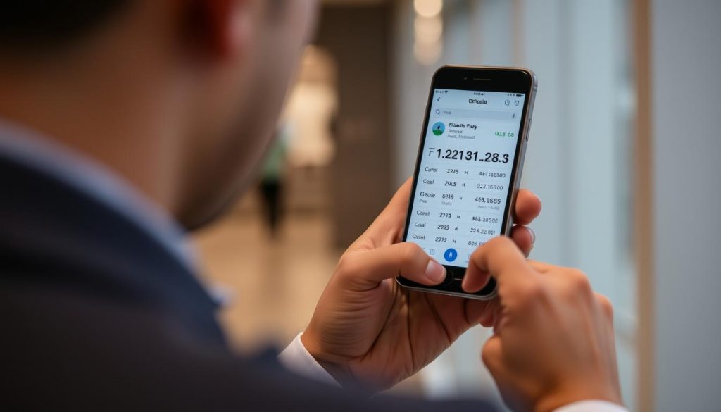 persona consultando la cotizacon oficial del dolar paraguay a traves de un smartphone
