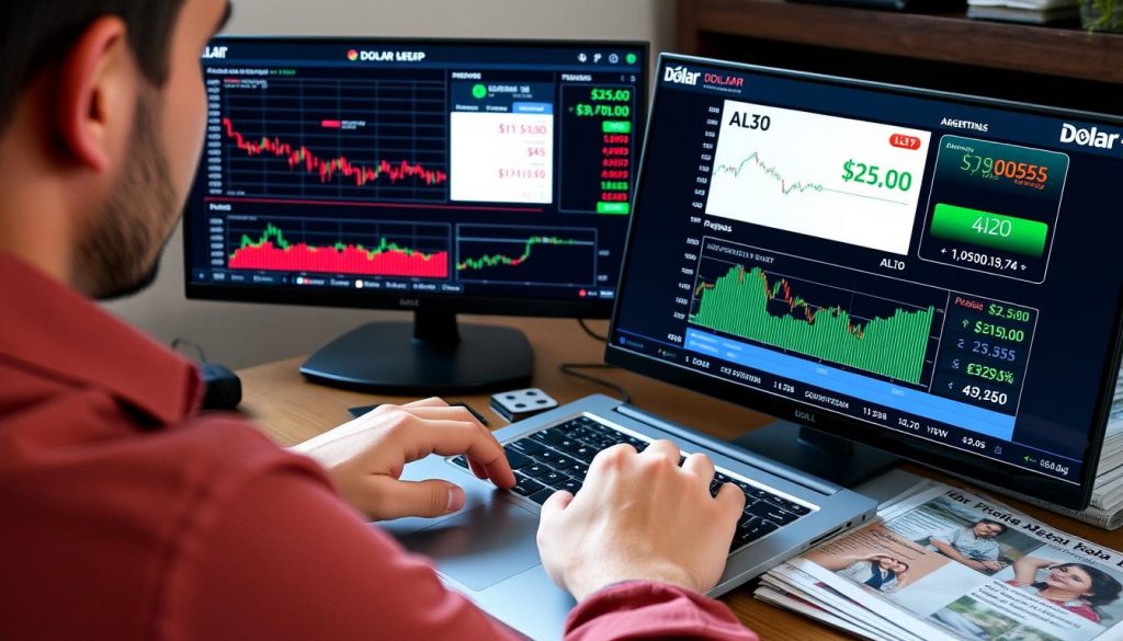 persona operando dolar MEP desde su computadora