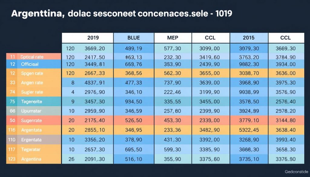 tabla comparativa de la evolucion del dolar oficial hoy y otrso tipos de cambio desde 2019